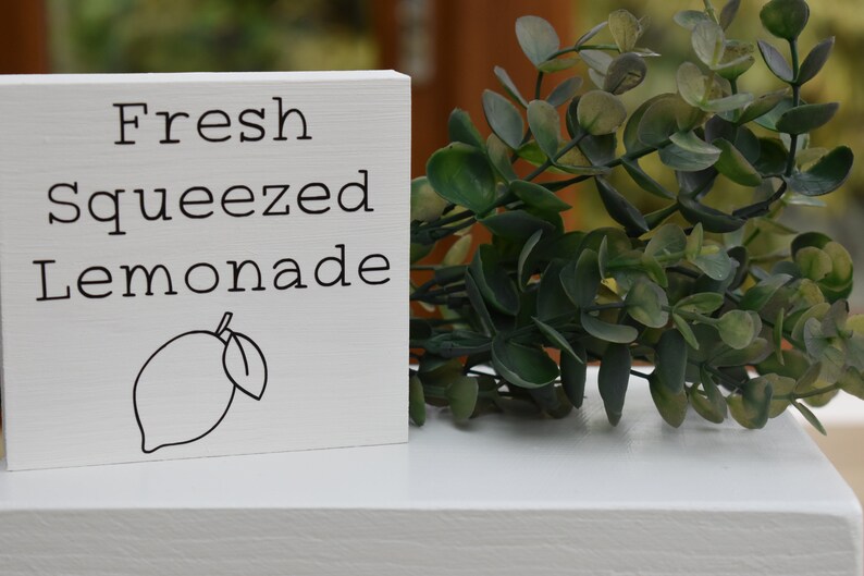 Fresh Squeezed Lemonade mini painted sign, summer tiered tray sign, farmhouse lemon decor, rustic wood sign image 8