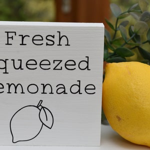 Fresh Squeezed Lemonade mini painted sign, summer tiered tray sign, farmhouse lemon decor, rustic wood sign image 7