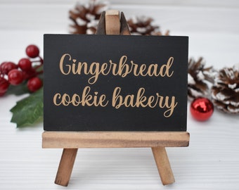 Gingerbread cookie bakery sign, Christmas tiered tray, Hot chocolate station decor, Farmhouse Christmas kitchen decor, Gingerbread sign
