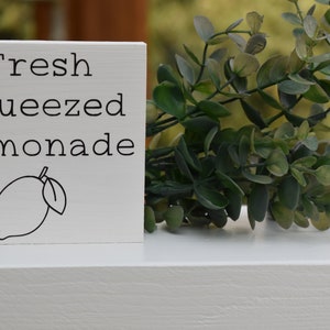 Fresh Squeezed Lemonade mini painted sign, summer tiered tray sign, farmhouse lemon decor, rustic wood sign image 6