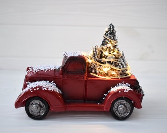 Farmhouse Christmas pickup truck and tree, LED Christmas truck, Christmas tiered tray decor, Farmhouse Christmas decor, LED Christmas tree
