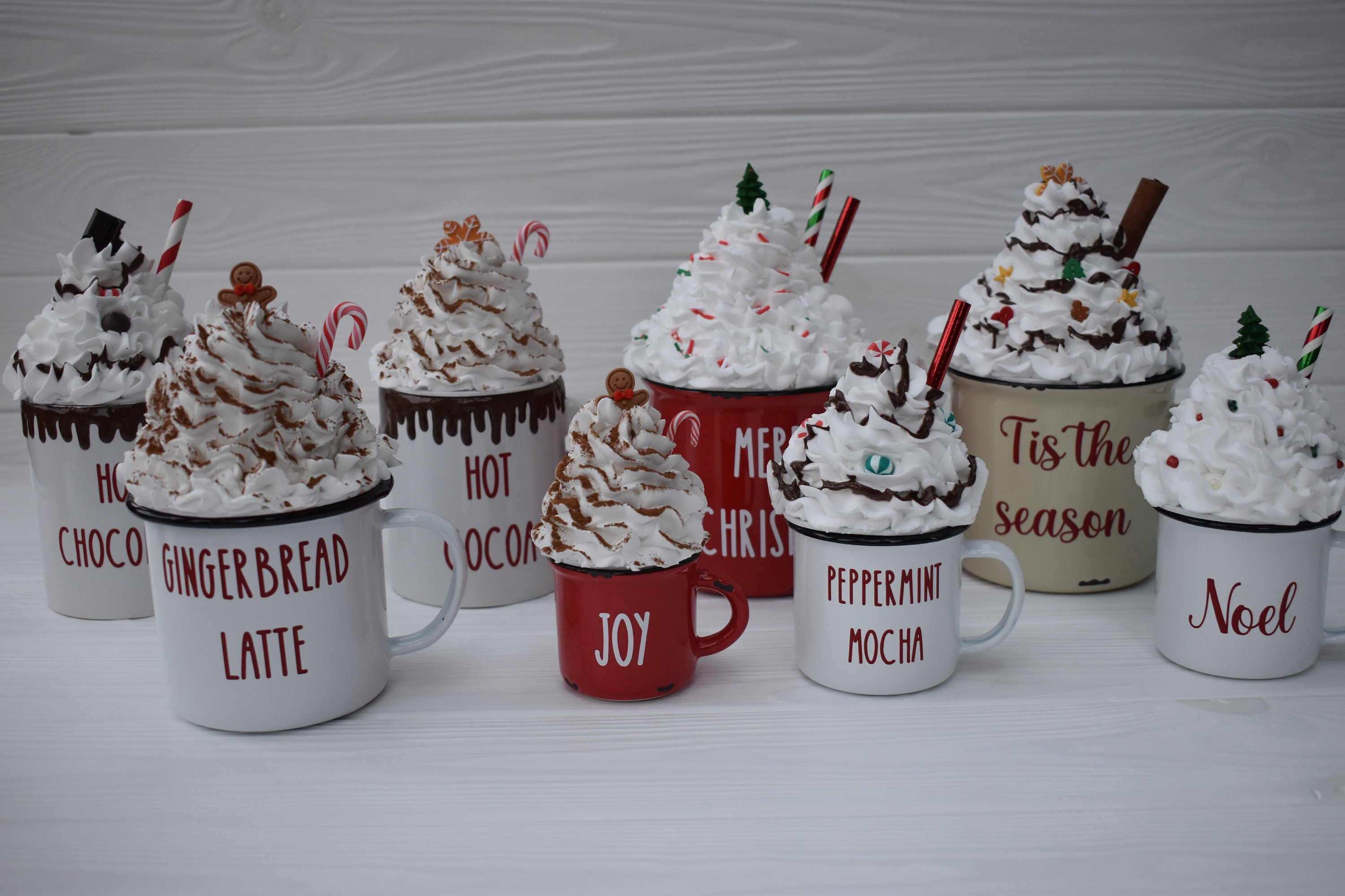 Hot Chocolate Christmas Faux Whipped Cream Mug Topper, Fake Hot Chocolate,  Farmhouse Christmas Tiered Tray, Hot Chocolate Station Decor 