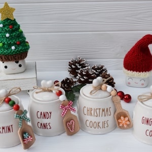 Christmas cookie jar, Christmas tier tray, Christmas kitchen decor, Hot chocolate station, Christmas cookie canister, Christmas scoop