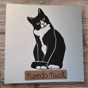 Carte faite main Tuxedo Twat Cat
