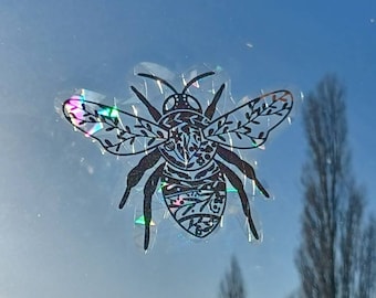 Bumble Bee Window Suncatcher Sticker - Rainbow Prism Effect