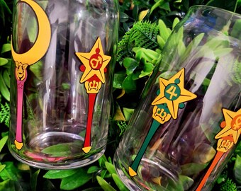 Cute Decor - Magical Girl Wand Libbey Can Glass - Drinking Glass -Geeky Gift