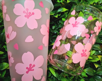 Pink Sakura Tumbler - 24oz Frosted Kawaii Cup