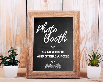 Chalkboard Photo Booth Printable Sign for Weddings, Birthdays & Events, Photo Booth Printable Sign *Instant Download*