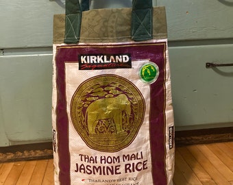 Lined recycled rice feed bag