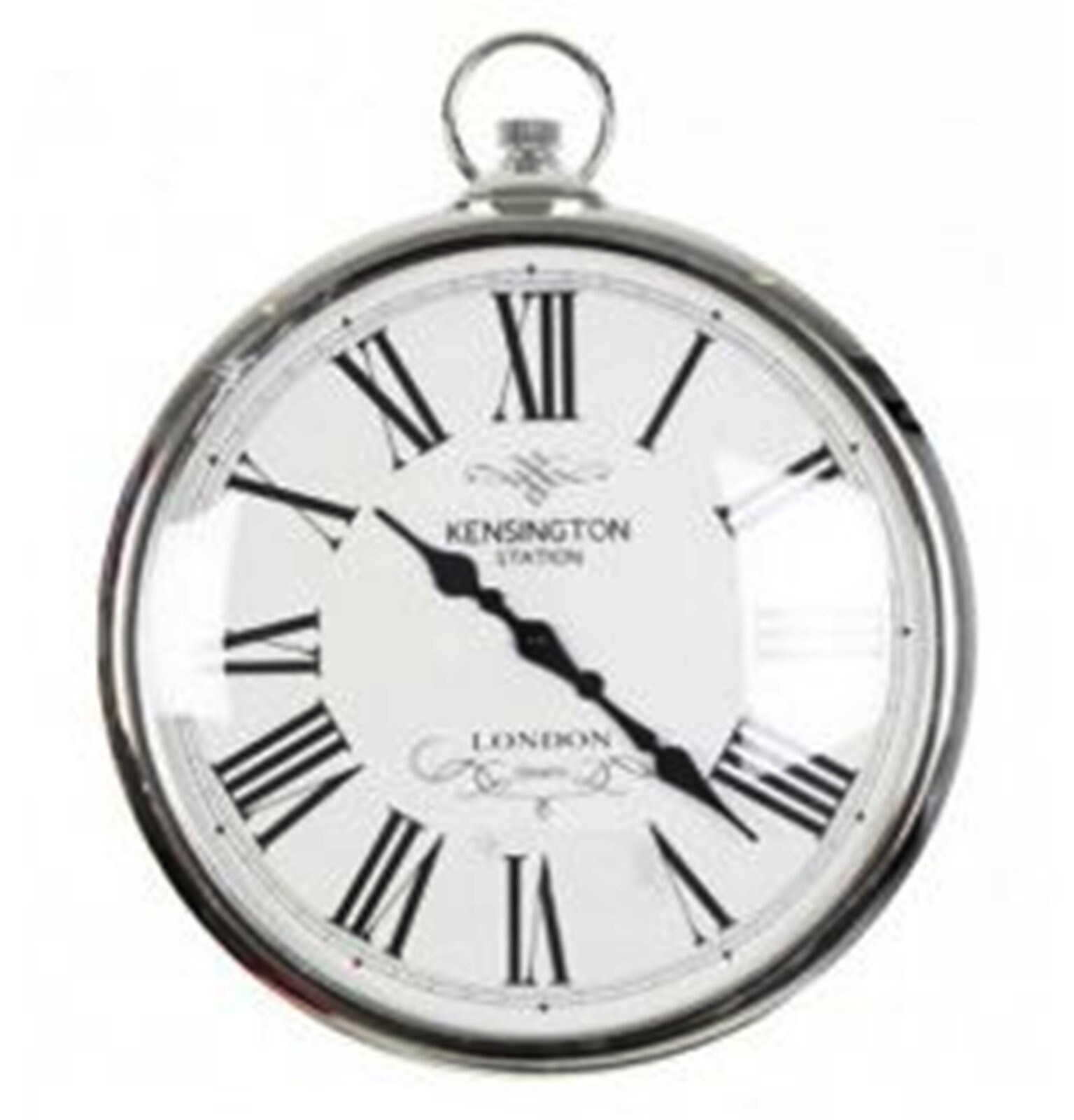 Silver Large Pocket FOB Watch Retro Kensington London Station Etsy