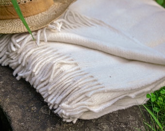 Spersonalizowany wełniany koc, zimowa dekoracja w stylu wiejskim, prezent dla żony