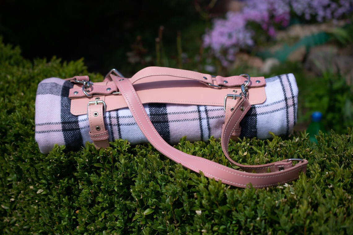 Personalized Leather Strap for picnic Leather blanket strap Etsy