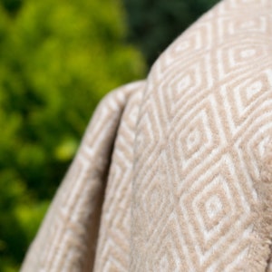 Personalised wool blanket, Herringbone natural wool blanket, Outdoor blanket, Wool Throw Blanket, Sofa throw,