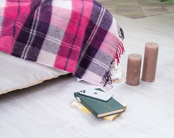 Duży koc z wełny merynosów: miękka ekologiczna wełna owcza