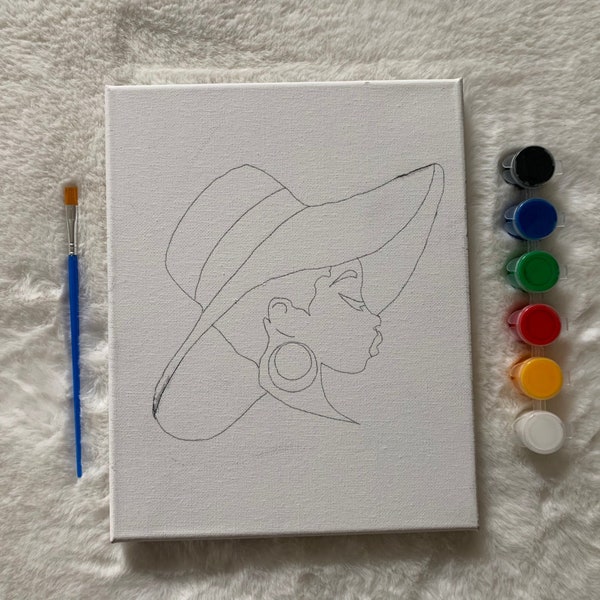 Pre-drawn Canvas (Classy with Hat)