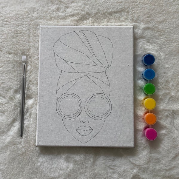 Queen with Headwrap Pre-drawn canvas