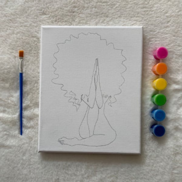 Praying Pre Drawn Canvas Etsy