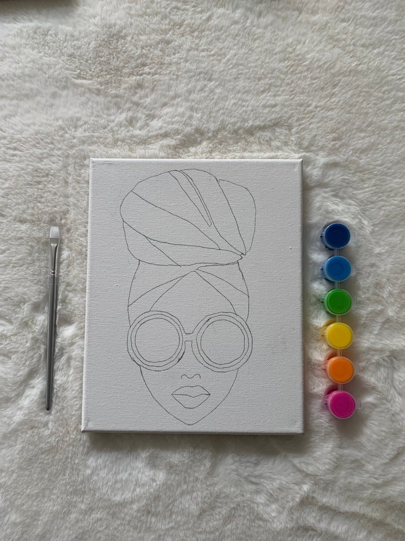 Predrawn canvas/Paint Party Kit Etsy