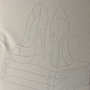 Pre-drawn Canvas (Heels and Books)