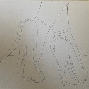 Pre-drawn canvas (Jeans and Heels)