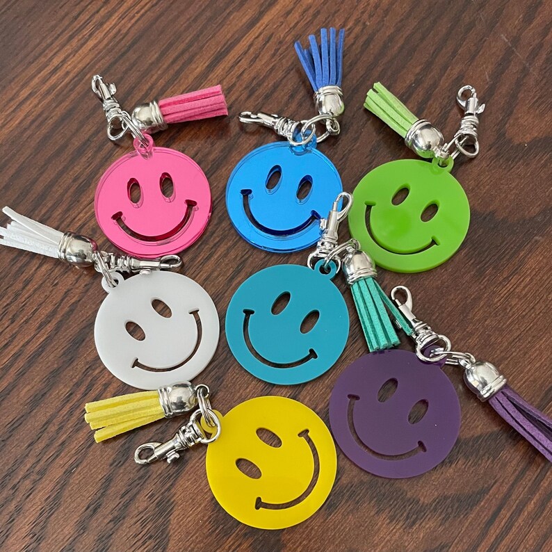 Smiley Face Keychain Etsy