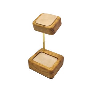 Watch Stand Jewelry Tray Zelkova Solid Wood Leather