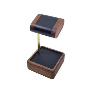 Walnut wood watch stand Leather watch holder