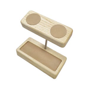 Ash Wood & Leather Solid Wood Holder 2-Slot Watch Stand