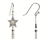 Ladies 39 Girls 39 Glittering 925 Sterling Silver 18ct rose gold vermeil Filigree Star Tassel Earrings