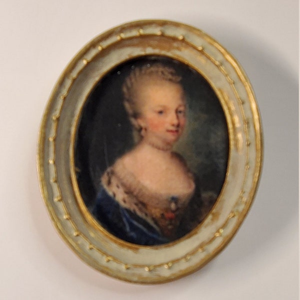 Marie Antoinette Portrait  Miniature Portraits  French 18th Century  Versailles  Brocante  Rococo  French Painting  Oval Frame 18th Century
