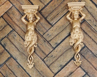 Miniature French Corbel Merman Gilded for dollhouse