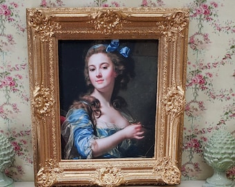 Miniature French Painting of a French Woman in a gilded Frame