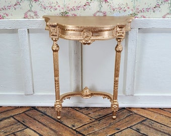 Miniature French Side Table Demilune dollhouse furniture estate gold
