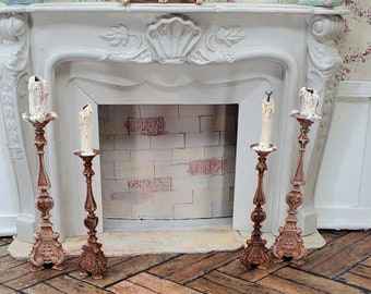 French Miniature Candlesticks with Candles.