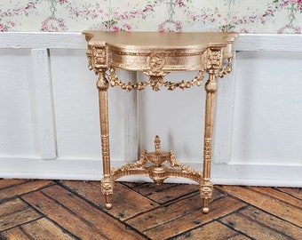 Miniature French Side Table Demilune dollhouse furniture estate gold