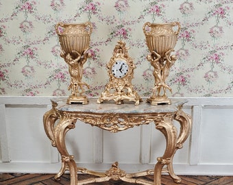 French Miniature Gilded Three Graces Holding an Urn