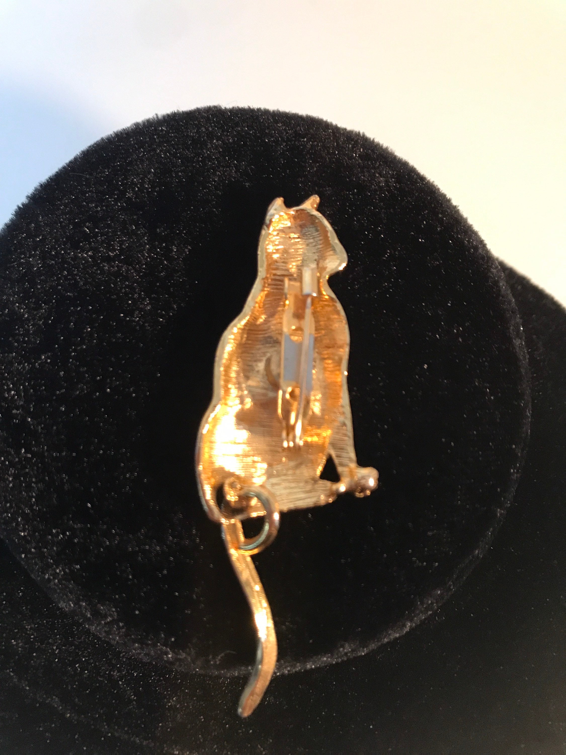 Triangular Cat Pin Vintage Gold Tone Cat Pin With Articulated Tail - Etsy Canada