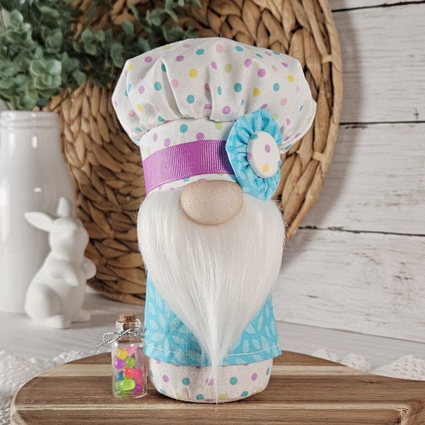 Chef Gnome - Jelly Bean Gnome - Baker Gnome - Easter Gnome - Cook Gnome - Kitchen Gnome - Easter Decoration - Tiered Tray