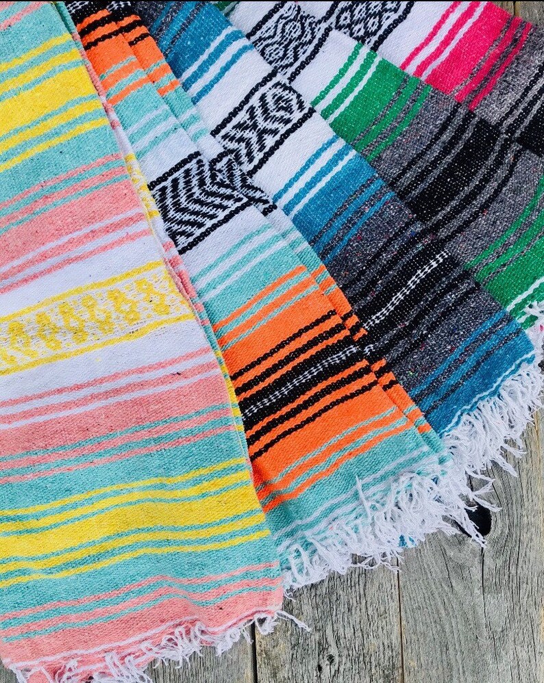 Mexican Handmade Baja Blankets Throws Vintage Mexico Blanket Etsy