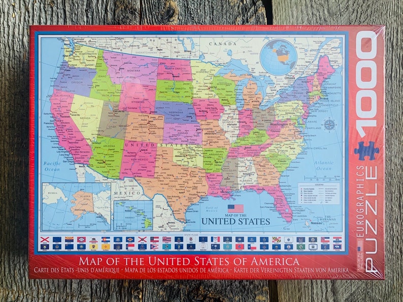 USA Map Jigsaw Puzzle 1000 Pieces United States Map Puzzle Etsy