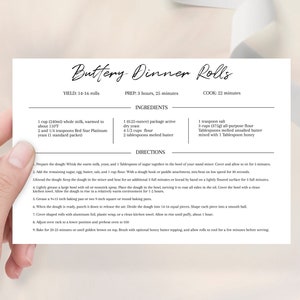 Recipe Card Template | Minimal White Recipe Card | Recipe Book Template | Simple Recipe Card Template