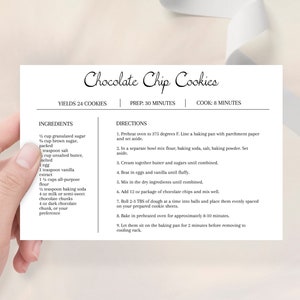 Modello di scheda di ricetta modificabile / Scheda di ricetta bianca minima / Modello di libro di ricette / Modello di scheda di ricetta semplice