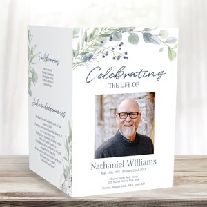 Editable Funeral Program Template for Man |  Obituary Template | Celebration of Life Program |  Memorial Program Template | C120