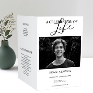 Editable  Funeral Program Template for Men |  Obituary Template | Celebration of Life Program |  Memorial Program Template | A116