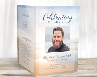 Editable  Funeral Program Template For Man or Woman | Obituary Template | Celebration of Life | Memorial Program | E111