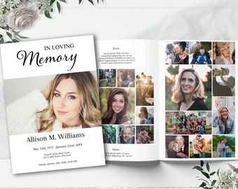 Editable  Funeral Program Template, Obituary Template, Celebration of Life,  Memorial Service | - A115