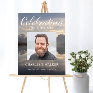 Mountain Lake Funeral Poster | Funeral Display | Celebration of Life Sign | Memorial Poster | Funeral Welcome Sign | A109
