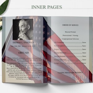american funeral program template, Editable Obituary template with photo collage, 4 page funeral program template, editable funeral program template, celebration of life template, order of service, editable obituary template, in loving memory,