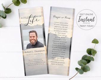 Funeral Bookmarks | Funeral Keepsake | Celebration of Life | Funeral Favors | Mountain Lake Funeal | A109