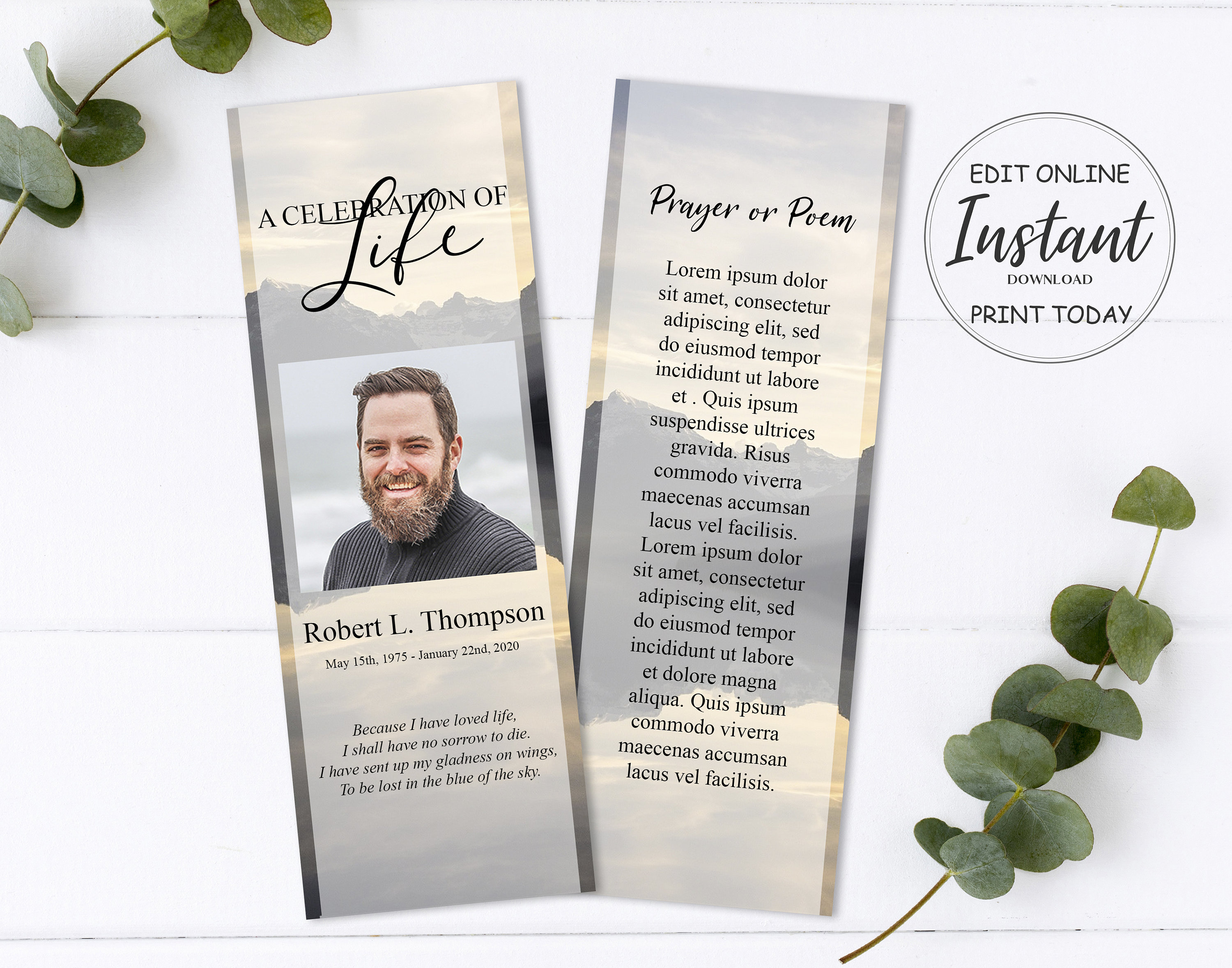 Funeral Bookmarks Funeral Keepsake Celebration of Life Etsy